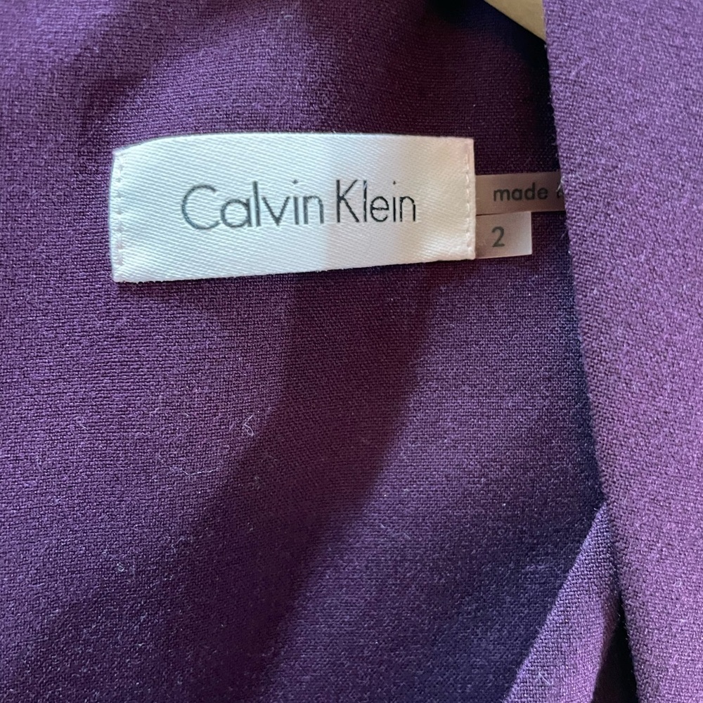 Calvin Klein Purple V-Neck Tailored Office Dress Size 2 - Picture 3 of 9